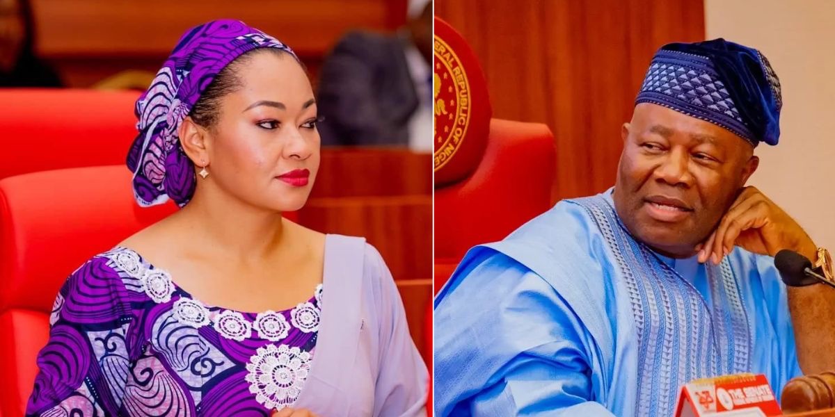 Senate drama: Godswill Akpabio and Natasha Akpoti  involved in a heated argument